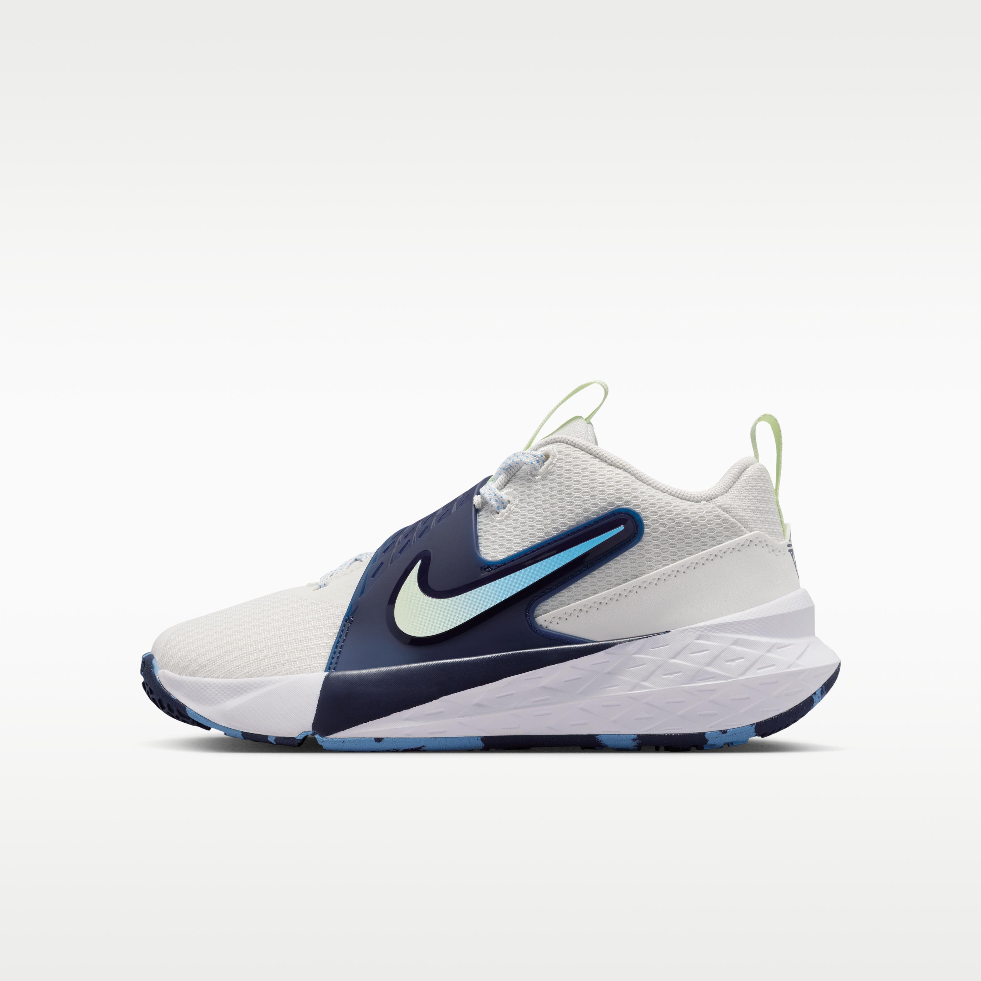Nike Team Hustle D 12 White Midnight Navy Volt Tint (GS) 35.5