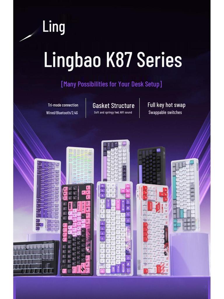K87 Tri-Mode Customizable Bluetooth Wireless Mechanical Gaming Keyboard