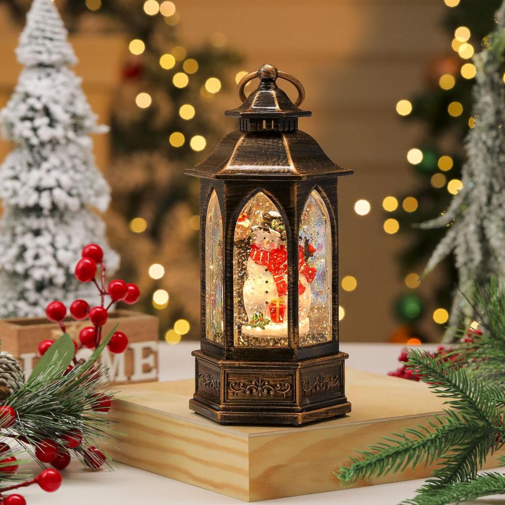 Luminous Hexagonal Rotating Snow Globe Lantern Music Box - Christmas Gift for Children