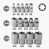 1 Set Female E Torx Socket Set With Case, 1/4, 3/8, 1/2 In. Drive E4-E24 External Torque Star Socket Kit, 14Pcs