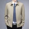 Dad Dress Stand Collar Jacket Zipper Shirt for Men Spring and Autumn New Middle-aged Men Business Casual Solid Color Coat