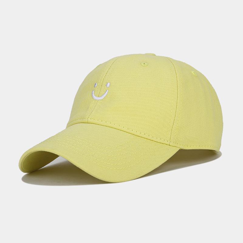 Soft Cotton Baseball Cap for Women Men Smile Face Embroidery Adjustable Low Profile Unstructured Snapback Dad Hat