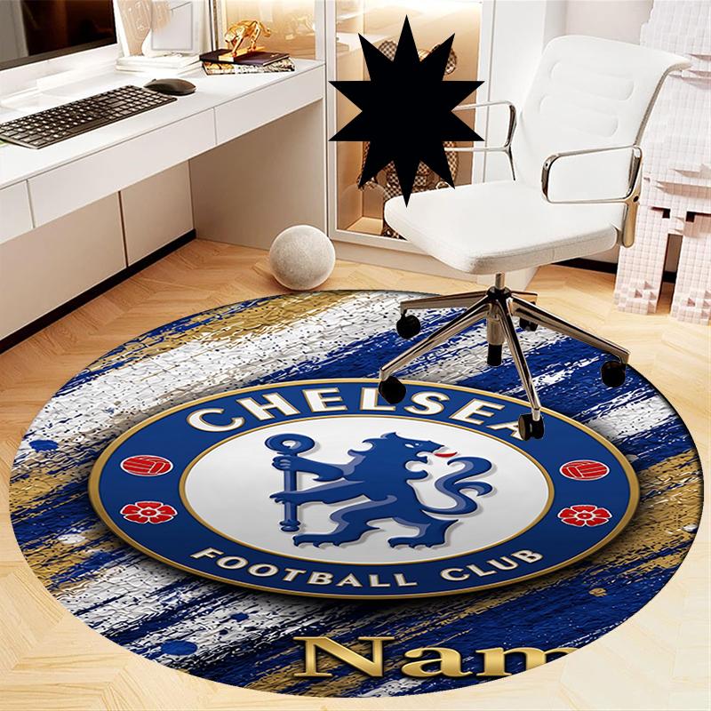 Custom Name Chelsea Football Club Printed Round Rug Carpet Chair Rug Area Rug Entryway Doormats,for Office Chair Living Room Bedroom Kitchen Room.
