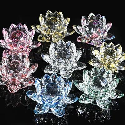 Lotus Flower Decor Crystal Lotus Flower Figurine Lotus Flower Miniature  Wedding Decoration