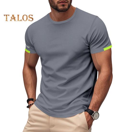 

Мужская футболка с круглым вырезом, летняя, с коротким рукавом, повседневная, однотонная, для тренировок в спортзале, повседневная одежда для спорта S серый