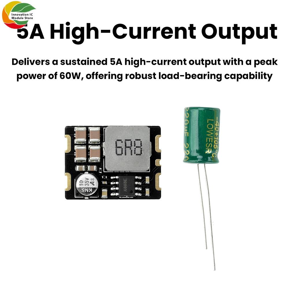 DC 5-30V 5A Step-Down Module Output 3.3V/5V/8.4V High-Current DC Synchronous Buck Module DC-DC Step-Down Converter Power Module