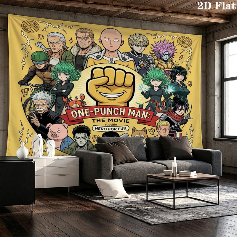 Onepunch Man Wall Tapestry Aesthetic Wall Hanging Printed Fabric Blanket Decorative Tapestries For Bedroom Living Room Home Decor