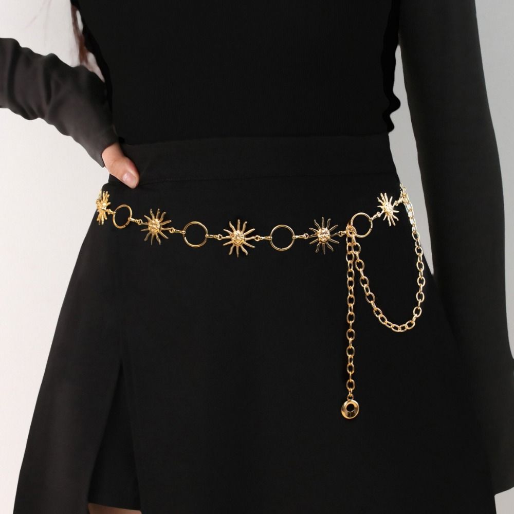 Vintage Woman Chain Belt Gold Dress Cummerbands All-match Punk Waistbands  Clothing Accessories