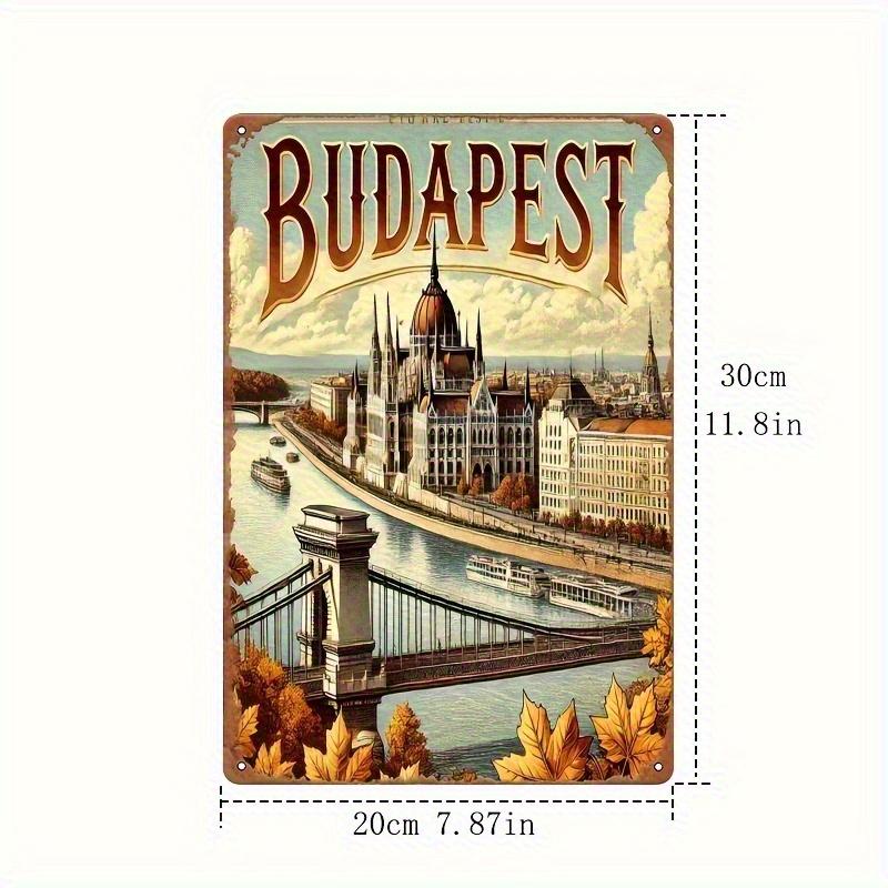 

2D Flat, Budapest Architecture and Landscape Tin Painting, 20.32x 30.48cm-- Home Decoration and Gift, Perfect Room Decoration 20x30cm（7.8x11.8inch）