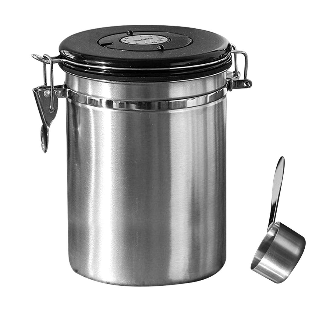 1.2/1.5/1.8L Stainless Steel Coffee Bean Can Large Capacity Coffee Storage Container Sealing Coffee Filling Food Storage Contain