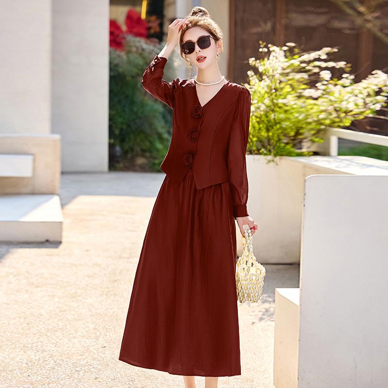 Stylish Spring/Summer 2025 Suit: Trendy Coat & Midi Skirt Set YB8865