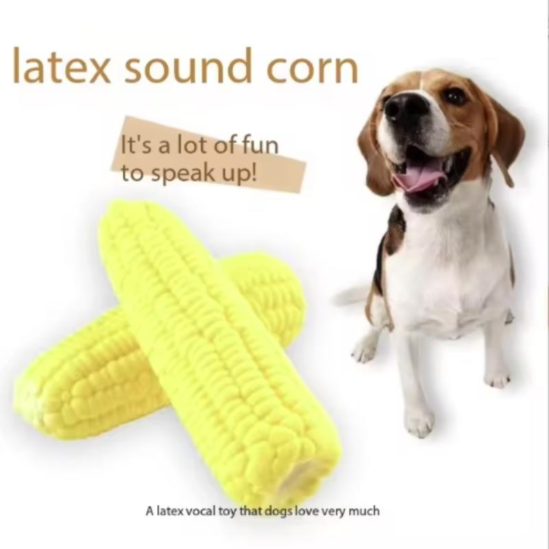 Corn Shape Puppy Dog Toy Latex Squeak Interactive Chew Bite-Resistant Training Playing Dog Supplies