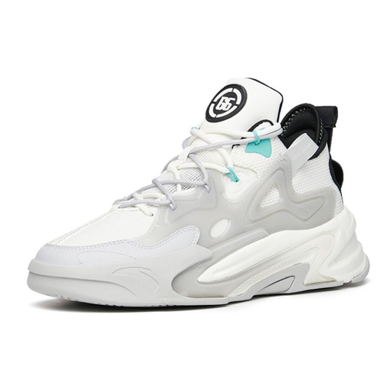 Anta G6 Soup Wear-Resistant Mid-Top Skateboard Shoes Men's White Gray Black Sneakers 112218082-3