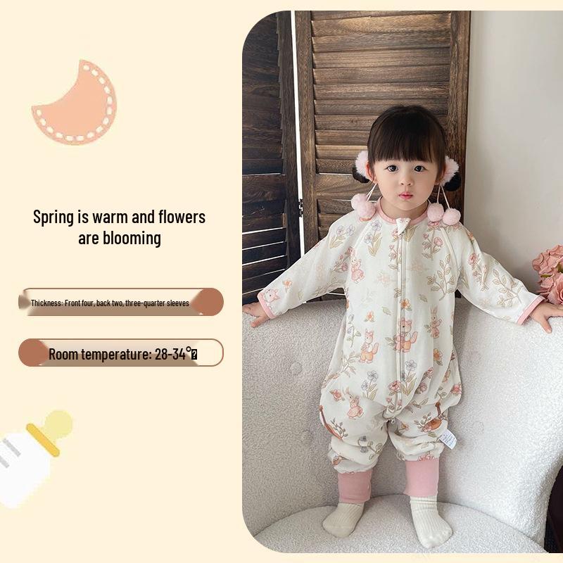 Bamboo Fiber Infant Sleeping Bag - Summer Anti-Kick Gauze Pajamas for Babies