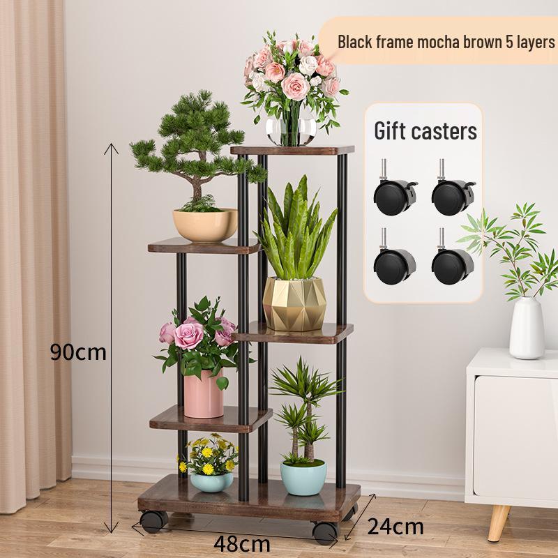 Wrought Iron Multi-Layer Tall Indoor Flower Stand for Living Room or Balcony