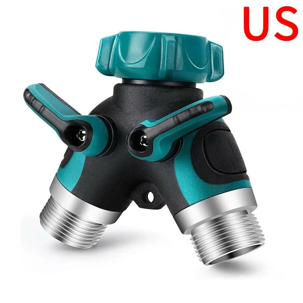 Horticultural Y-shaped Zinc Alloy Double-way Diverter Fitting for Irrigation, Adjustable Water Stop Valve, Water Pipe Connector