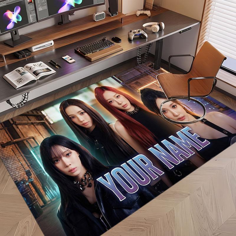 Custom Name Crystal Velvet Rug,aespa Comfortable Anti Slip Floor Mat For Room Decoration