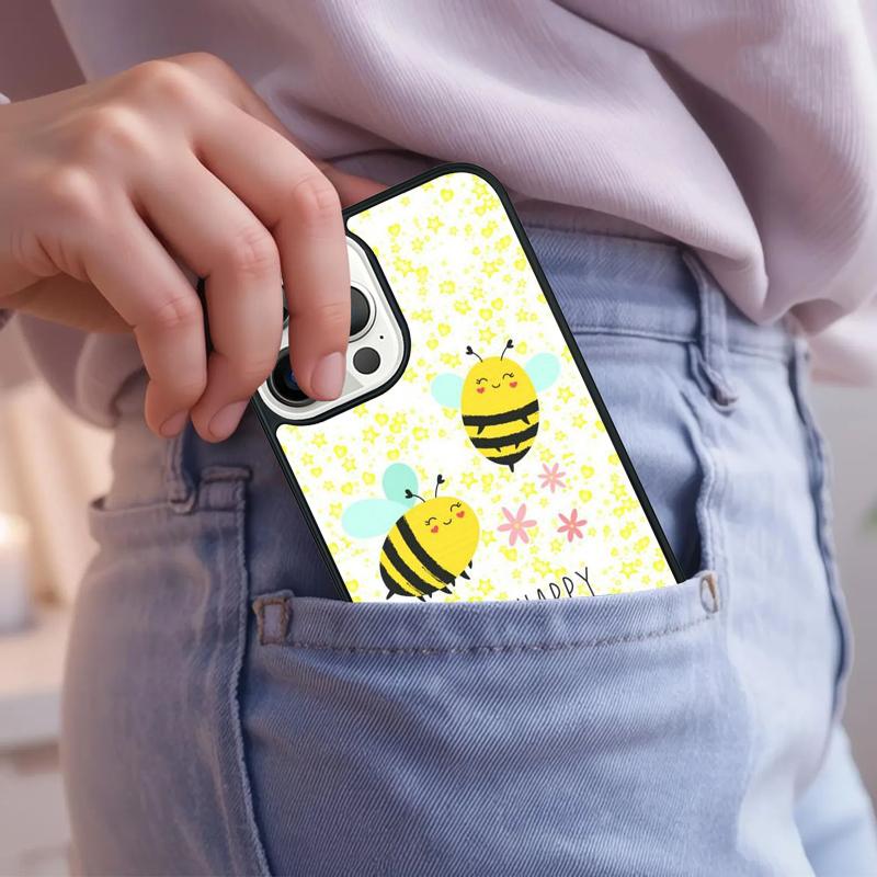 Bee-Happy Phone Case For iPhone 17 Air 15 16e 14 13 Pro Max Coque 12 11 Pro Max PLUS cover