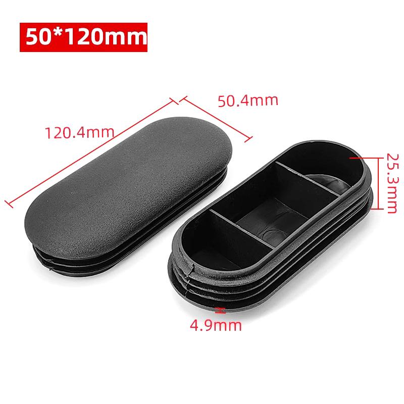 Tapones de Extremo de Cierre de Plástico Rectangular Ovalado Negro para Tubos Tubos Tapones Tapones Tapón para Pies de Mesa Patas de Silla