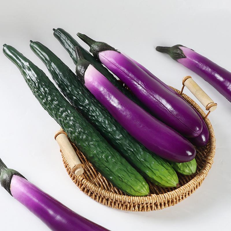 PU Foam Vegetable Props: Long Cucumber & Eggplant Models for Decoration, Film, TV, and Food Display