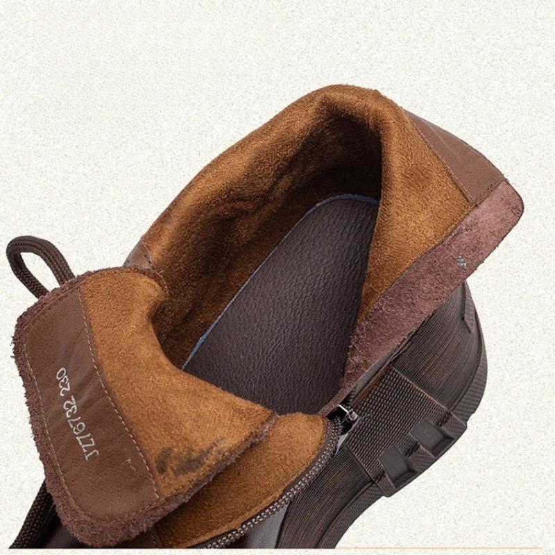 Johnature Retro Thick Sole Wedges Short Boots Genuine Leather Women's Height-increasing Shoes
