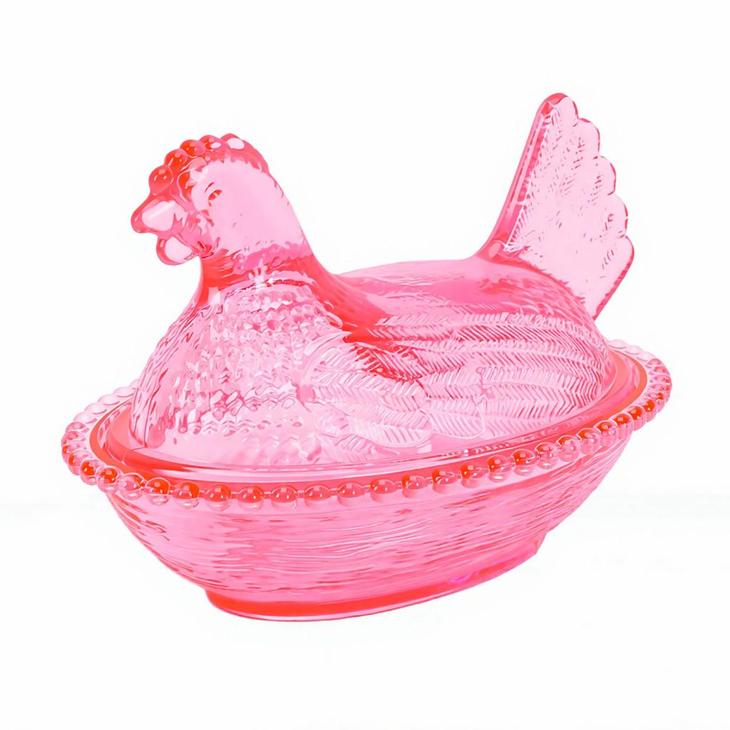 Candy Jar with Lid Vintage Multi Purpose Shatter Proof Plastic Hen Shaped Candy Bowl for Snacks Biscuits Roseate