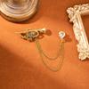 Vintage Crown Fringed Chain Fashion Brooch Dress Light Luxury High Sense Rhinestone Accessories Brooch