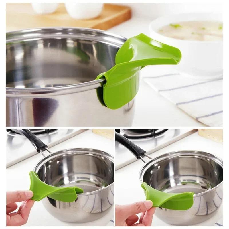 1/3pc Silicone Kitchen Funnel Anti-spill On Pour Soup Spout Funnel Flow Nozzle Pan Leakproof Tool Kitchen Pouring Tools Accessory