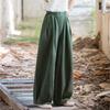 Johnature Women Vintage Harem Pants Summer Chinese Style Solid Color Trousers Elastic Waist Long Pants