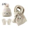 Thermal Winter Accessories for Boys Girls Hat Gloves Scarf Set Kids, Warm Knitted Pompom Hat, Cute Outings Bunny Embroidery, Cozy Ages 2 to 6 Gift