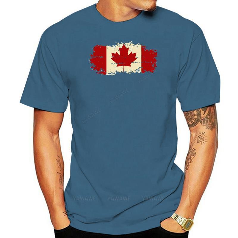 Hanhent Canada Flag Fashion Tee Shirt Cotton Short Sleeve Tshirt Canadian Maple Leaf O Neck Summer Streetwear Logo T Shirts