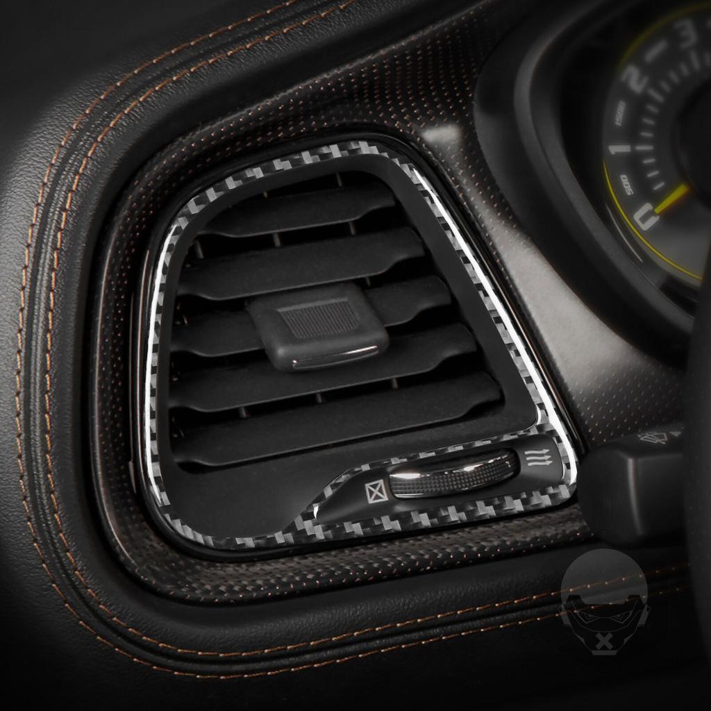 For Dodge Challenger Carbon Fiber Interior Dashboard Air Vent Outlet Cover Trim