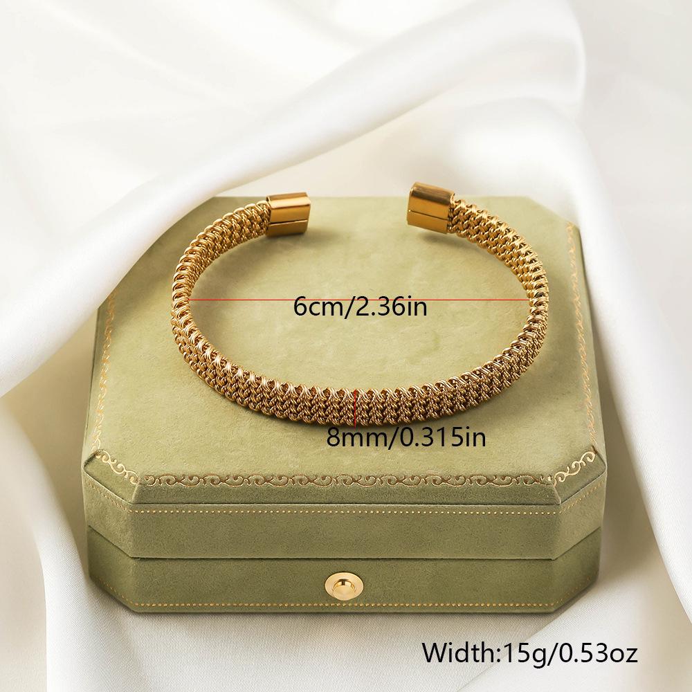 Personalized High-End Titanium Steel Open Cuff Bracelet for Women - Stretchy, Irregular Design, Exquisite Non-Fading Finish