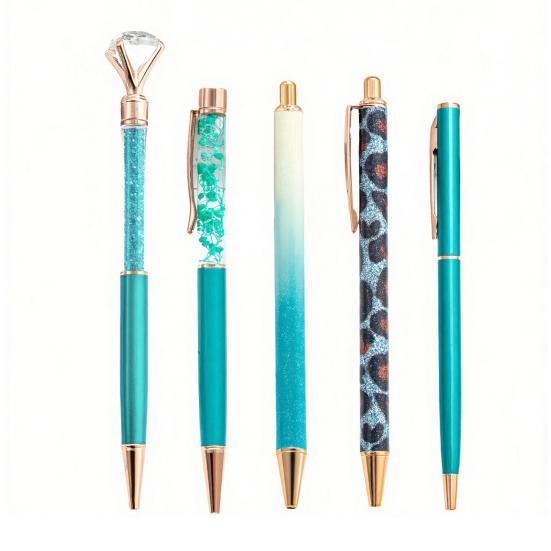 Metal Diamond Ballpoint Pen 5PCS Pens, with Sparkling Rhinestone Decor, Luxury Glitter Writing Smooth Press Mechanism Pen, for Kids Adults Stationery