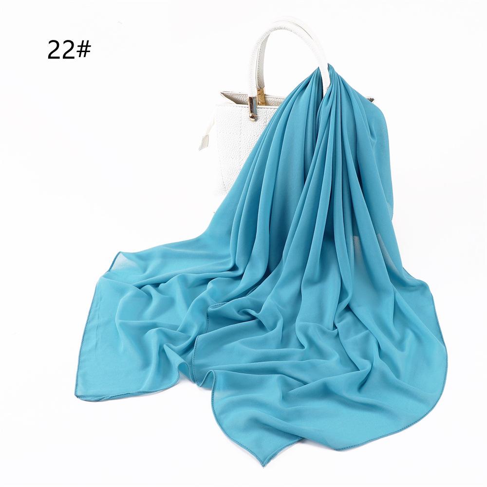 110*110CM Square Pearl Chiffon Hijabs Scarf Plain Solid Color Headwraps Muslim Women's Khimar Headscarf 45 Colors