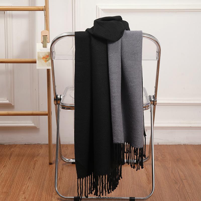 Double-sided Two-color Scarf for Women Autumn and Winter High End New Wool Scarf Shawl Imitation Cashmere Scarf