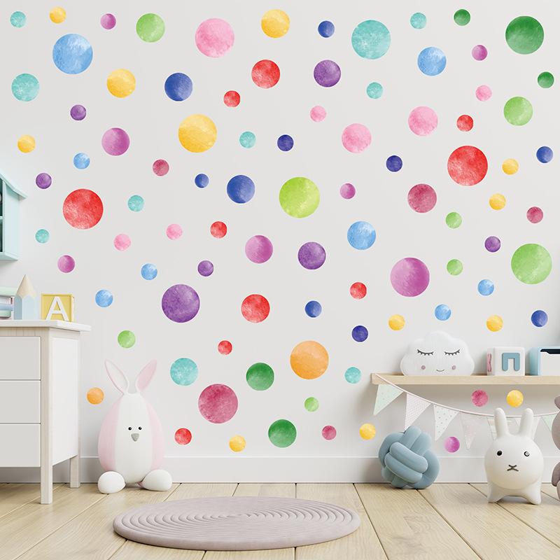 Colorful Polka Dots Wall Stickers for Kids Room Bedroom Nursery Classroom Playroom Backdrop Decoration