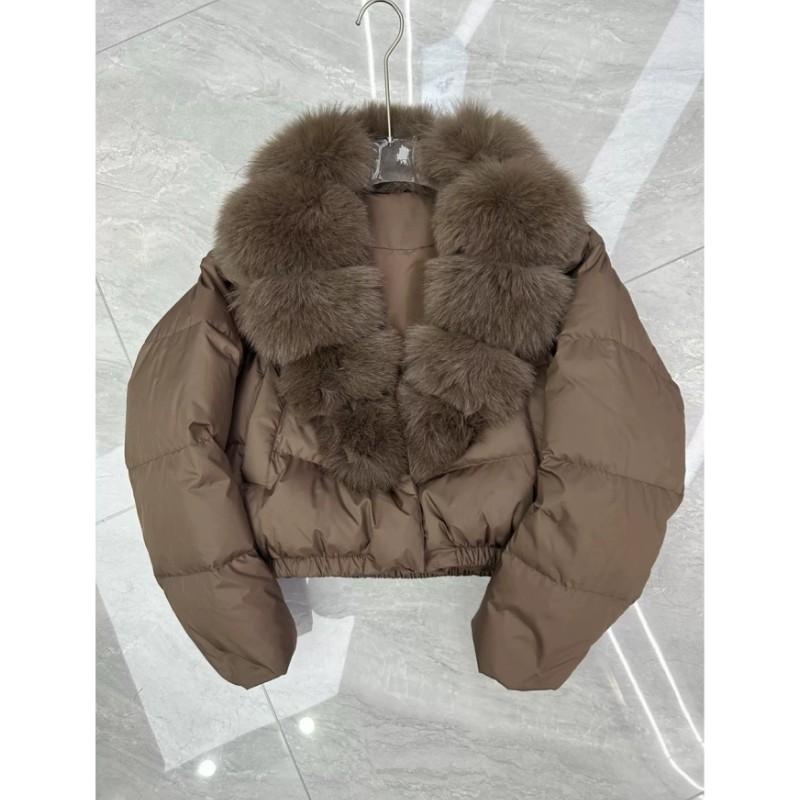 

Женская зимняя короткая теплая одежда элегантная куртка с воротником из искусственного лисьего меха S