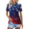 Dámská móda Ležérní klopa Krátký rukáv Vánoční potisk Košile Dámské knoflíkové topy