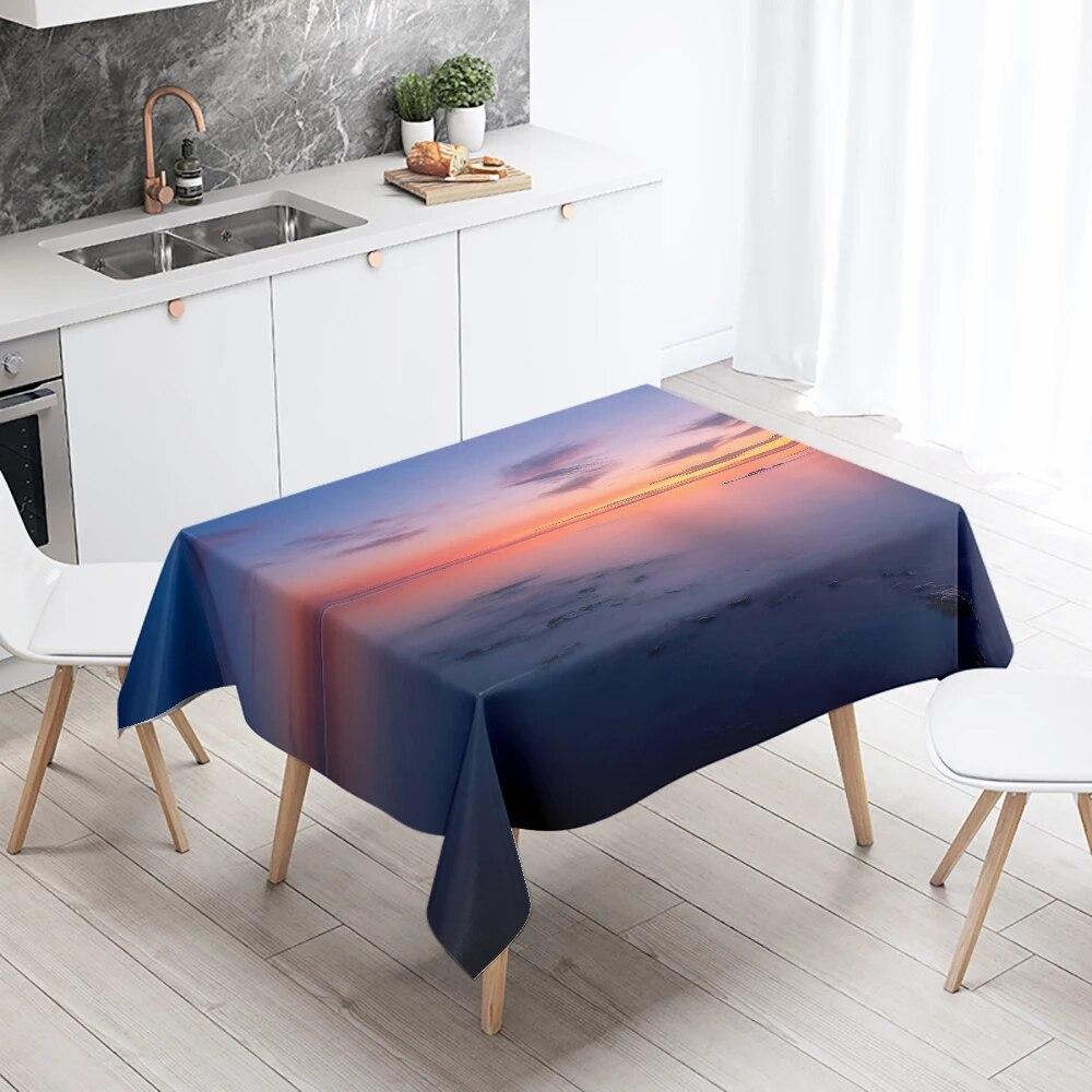 Sunset  Scenery Printed Table Cloth Camping Picnic   Stain Resistant Waterproof Kitchen  Home Decoration