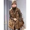 Women's European Stand-Up Collar Heavyweight Down Cotton Vest - Thick, Warm, Mid-Length Autumn/Winter Outerwear