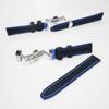 Swatch X Omega Compatible Rubber Strap with Type D-buckle, Double-line (black/blue Lines)