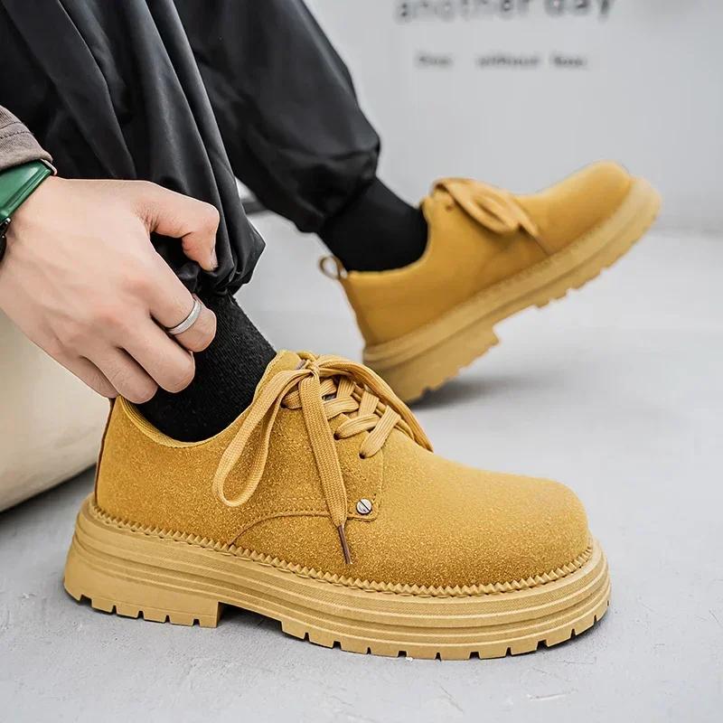 2025 High Quality Men's Casual Leather Shoes Outdoor Wear-resistant Suede Work Boot British Business Lace Up Derby Shoes for Men