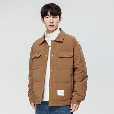 Men's Short Autumn and Winter Lapel Casual Thickened Warm Light Tooling Jacket Men's Clothing