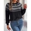 Women's Autumn-winter Vintage Color Contrast Striped Long-sleeved Pullover Sweater