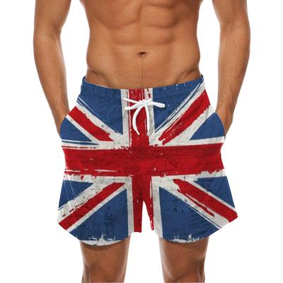 Masculino Verão Praia Saúde Tecido Preto Elástico Casual Ordinário 3D Impresso Shorts Homens Bandeira Desenho Animado Calças