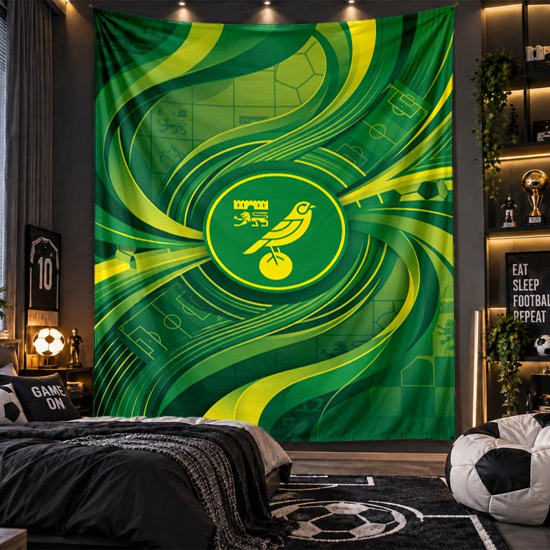 Wandbehang Tapisserie Norwich City Fußball Druck Stoff für Wohnzimmer Schlafzimmer Heimdekoration