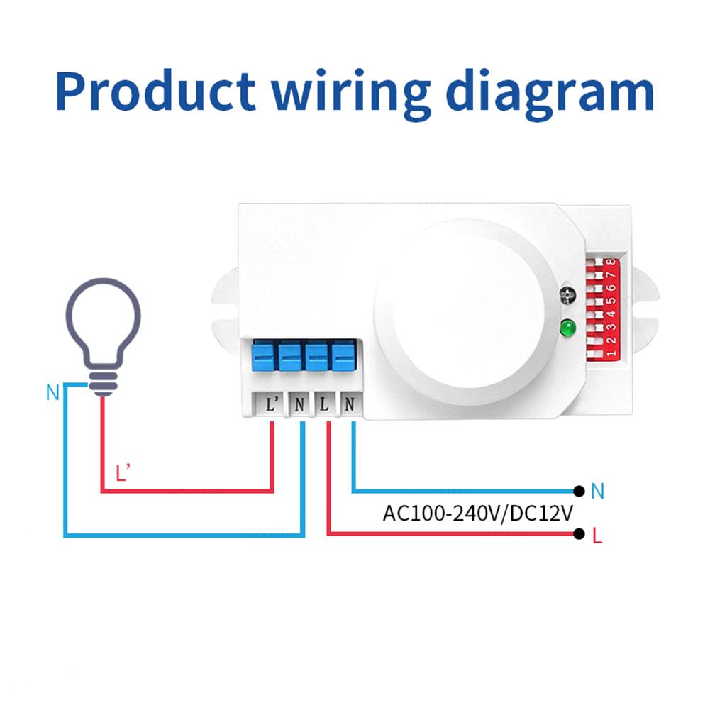 Adjustable 220V Induction Switch 5 8G with 360 Degree Thermal Infrared Sensor and Time Delay for Smart Motion Activation