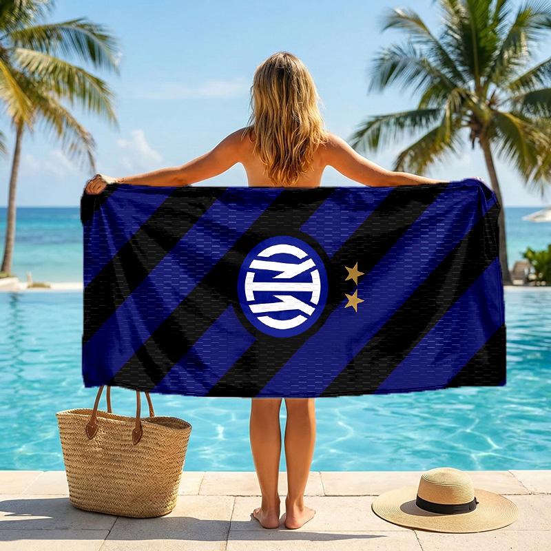 Asciugamano da Spiaggia Inter Milan Morbido Microfibra Asciugamano Estivo Asciugatura Rapida Assorbente per Spiaggia Piscina Viaggio