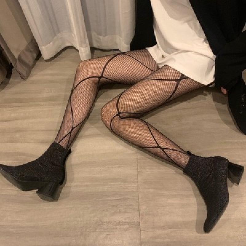 Retro Leopard Print Jacquard Pantyhose - Women's Sexy Slimming Mesh Silk Stockings in Black